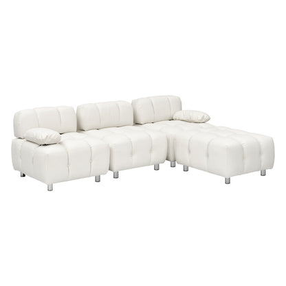 Canapé 3 places pliable en tissu technique moderne blanc de 230 cm, imperméable et résistant aux taches, avec pieds en métal