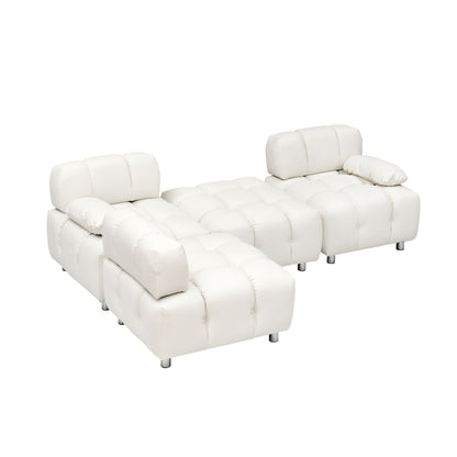 Canapé 3 places pliable en tissu technique moderne blanc de 230 cm, imperméable et résistant aux taches, avec pieds en métal