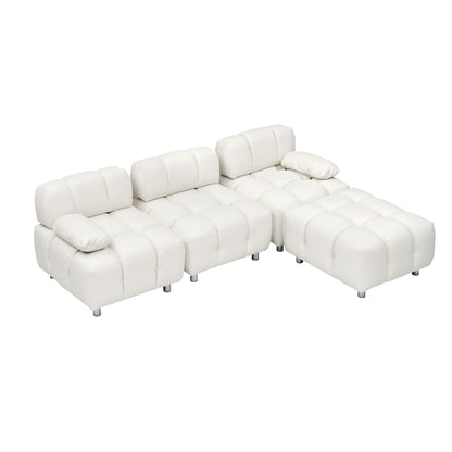 Canapé 3 places pliable en tissu technique moderne blanc de 230 cm, imperméable et résistant aux taches, avec pieds en métal