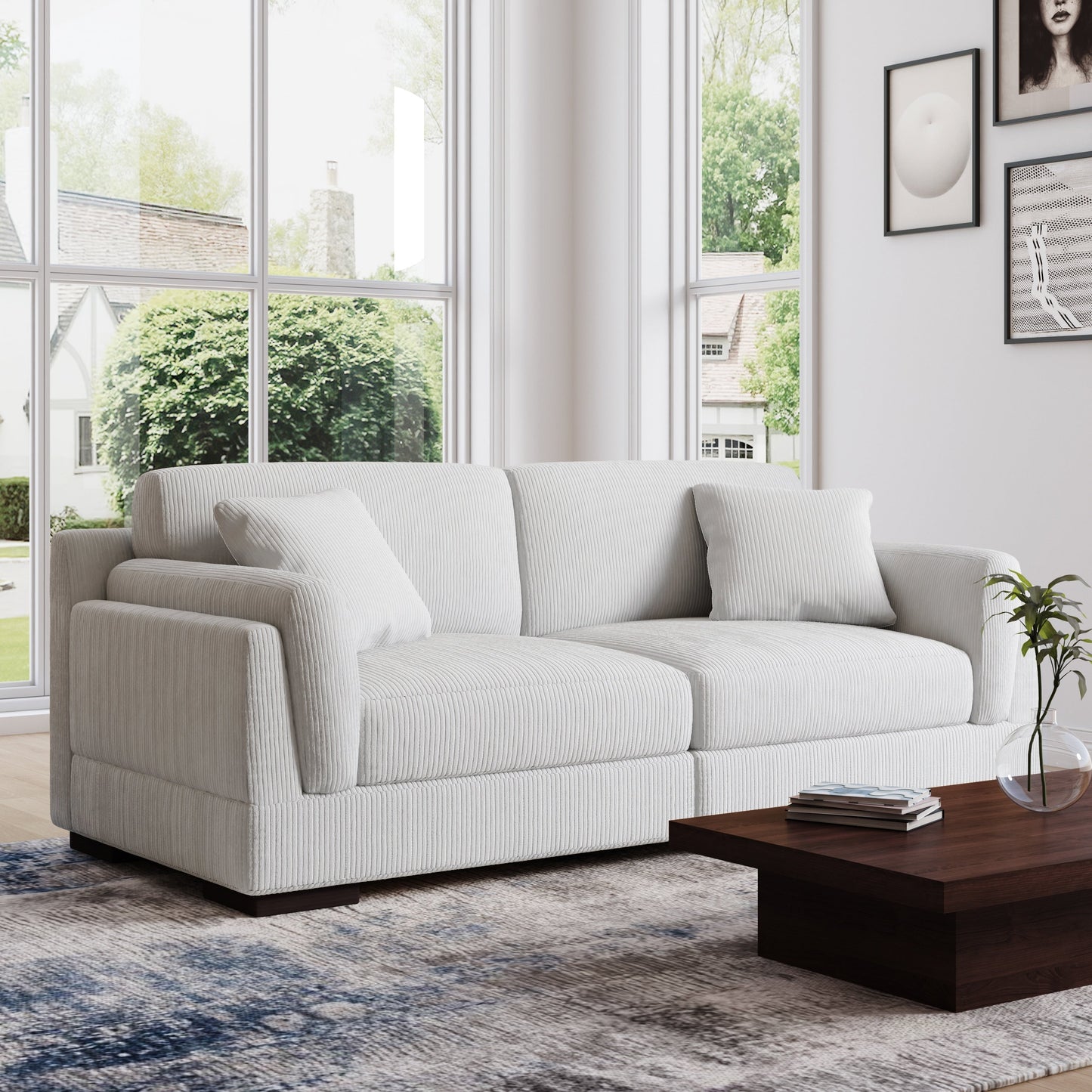 Canapé causeuse 90 Canapé en velours côtelé moderne et confortable