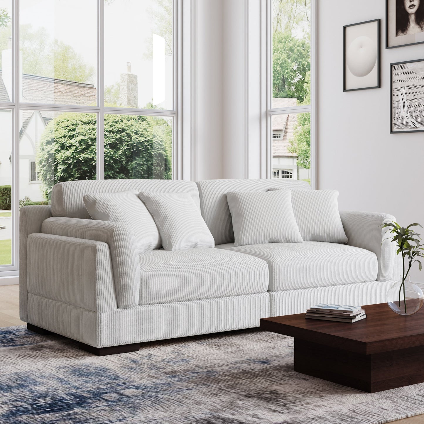 Canapé causeuse 90 Canapé en velours côtelé moderne et confortable