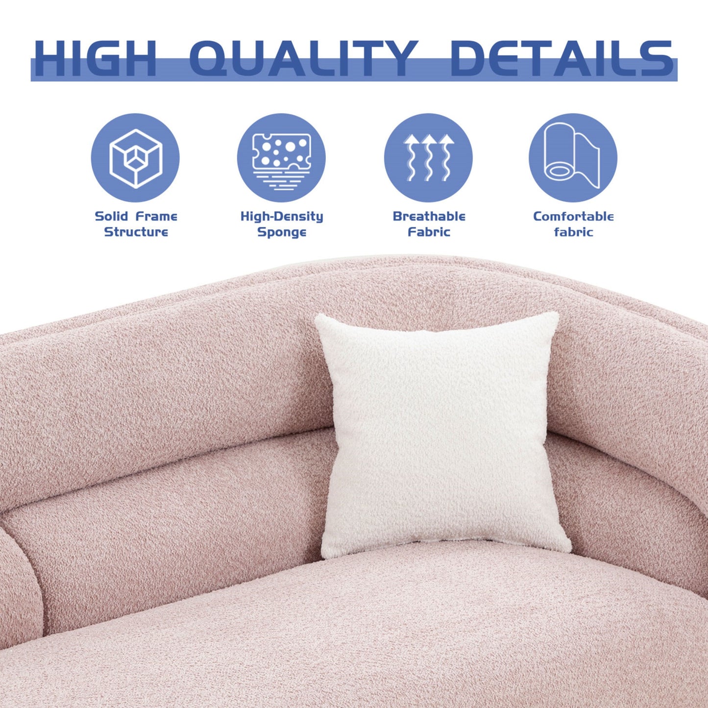 Canapé incurvé rembourré moderne et contemporain de 91 pouces avec 2 coussins pour le salon