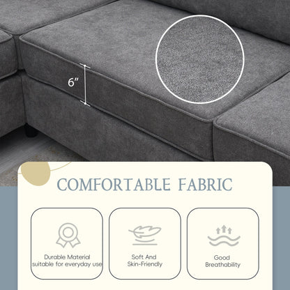 Canapé sectionnel de salon rembourré moderne 91 x 91 cm, canapé en L avec 3 coussins