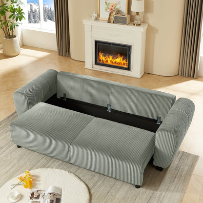 Canapé 3 places en velours côtelé 92.1 avec design convertible 2 en 1 et compartiments de rangement intégrés