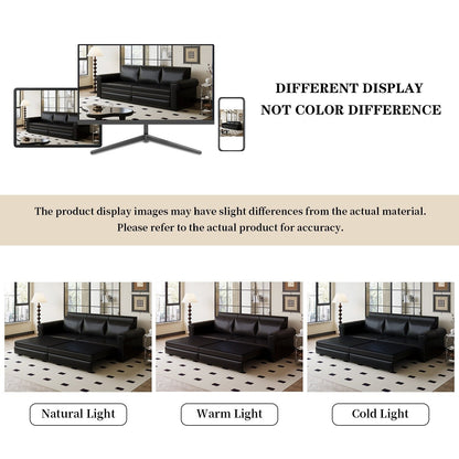 Canapé-lit 3 places en similicuir avec méridienne, style rétro avec garniture à rivets, 93,70 $