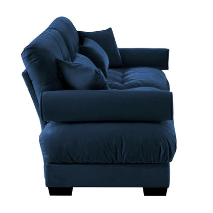 Canapé 3 places en velours 93,7 pouces avec accoudoirs traversins et coussins en éponge haute résilience