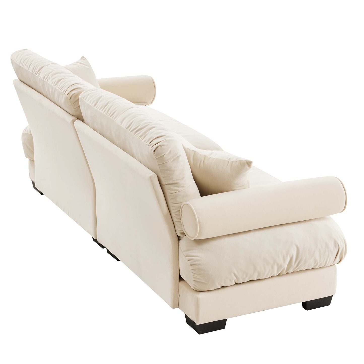 Canapé 3 places en velours 93,7 pouces avec accoudoirs traversins et coussins en éponge haute résilience