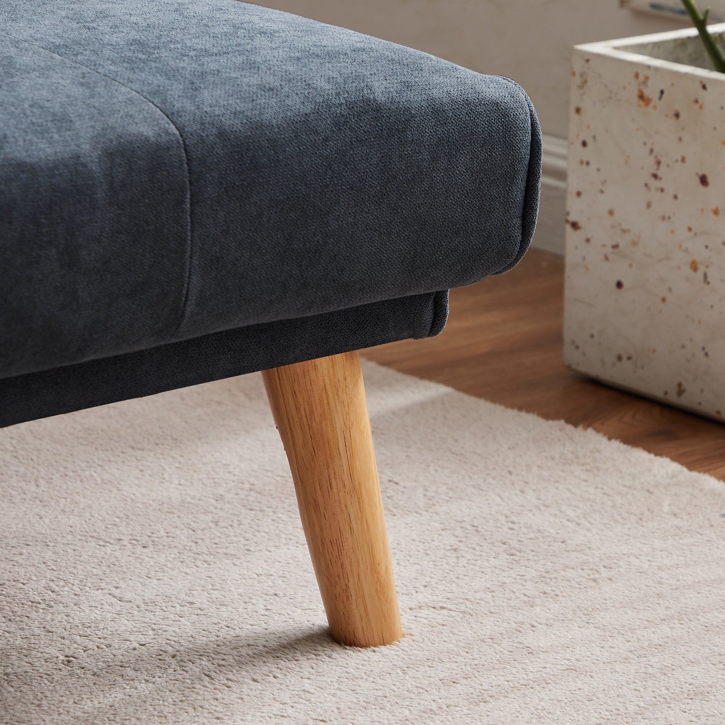 Canapé convertible 3 places en lin de 94,5 pouces avec méridienne droite, rembourrage en mousse, sac de rangement et accoudoirs carrés