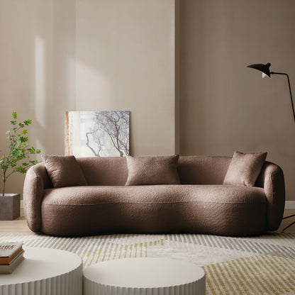 Canapé incurvé minimaliste avec coussins - Revêtement en velours côtelé doux ou polaire douillet