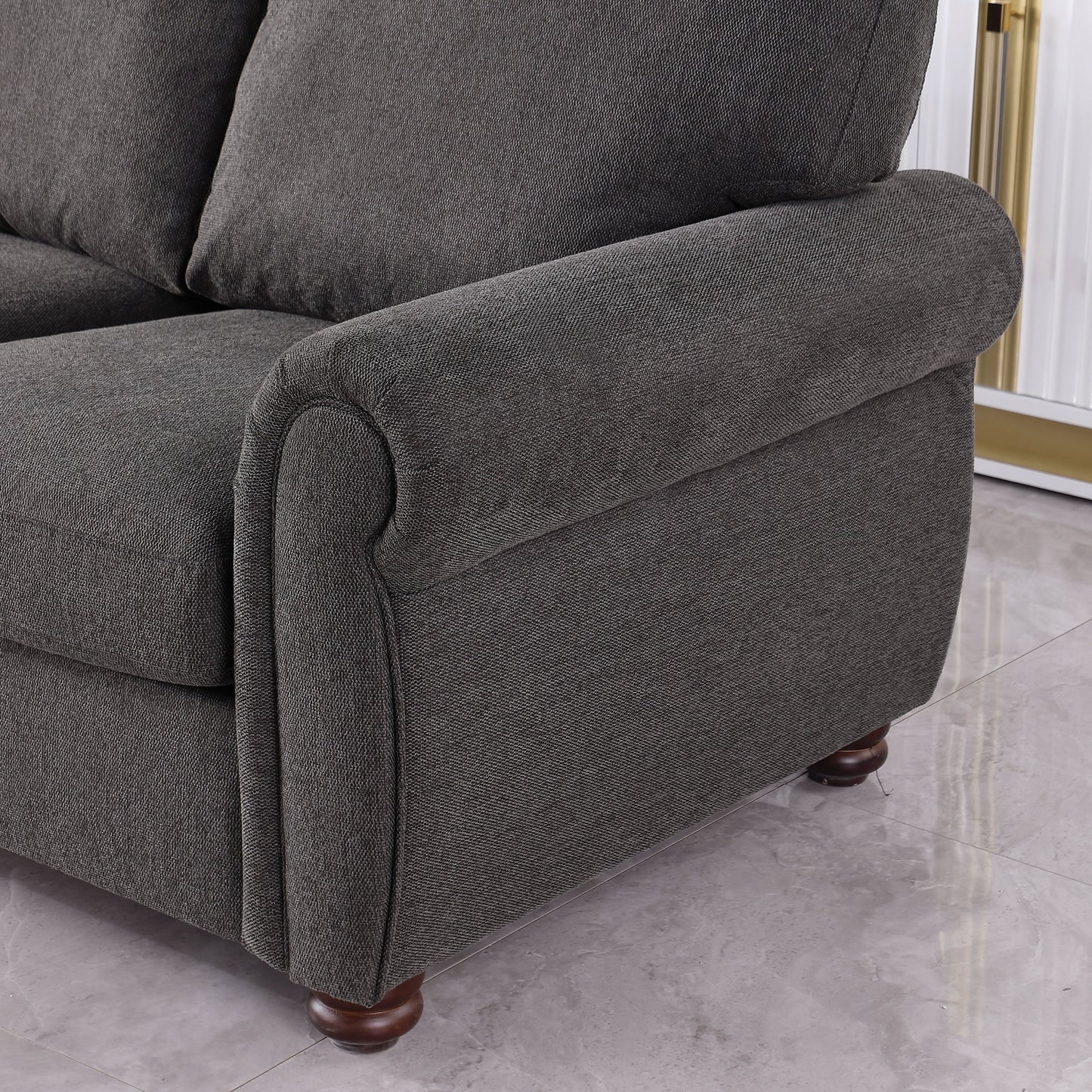 Canapé en tissu chenille avec cadre en bois