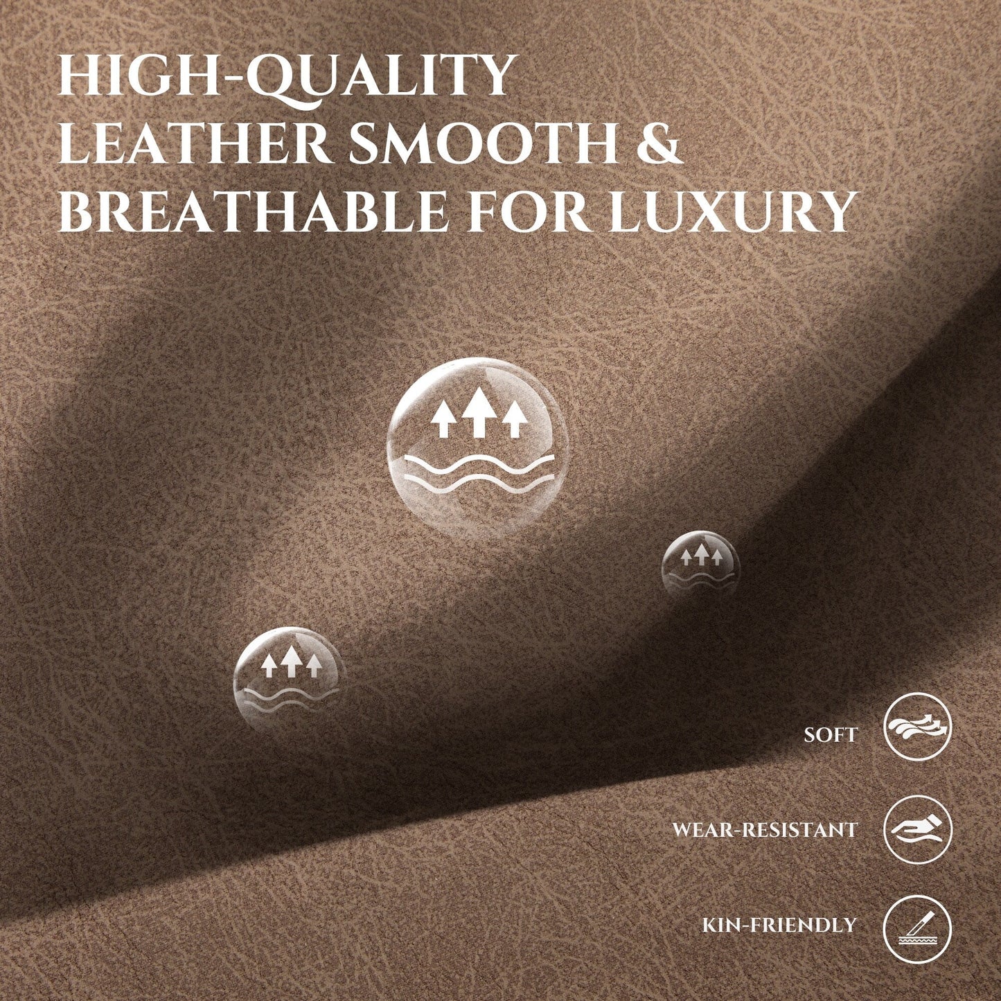 Canapé 3 places surdimensionné 95 cm - Assises extra profondes et accoudoirs larges, canapé en cuir synthétique garni de duvet pour salon et appartement