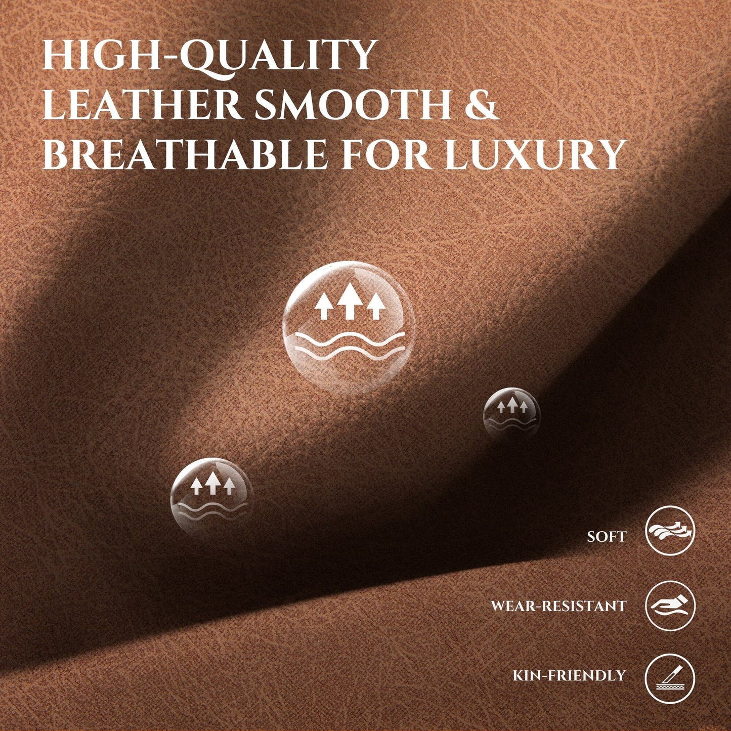 Canapé 3 places surdimensionné 95 cm - Assises extra profondes et accoudoirs larges, canapé en cuir synthétique garni de duvet pour salon et appartement