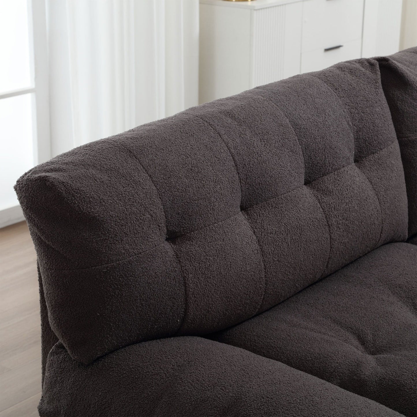 Canapé 2 places en tissu de 96,46 pouces, confortable et rembourré, style nuage, pieds en plastique, pour salon et appartement