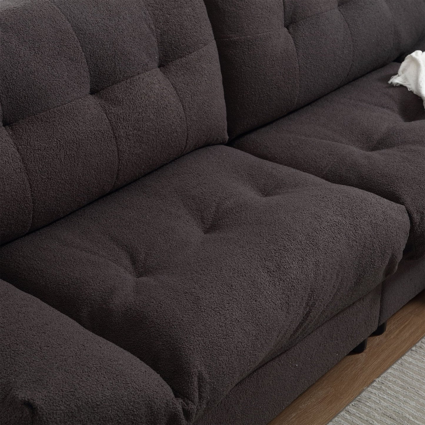 Canapé 2 places en tissu de 96,46 pouces, confortable et rembourré, style nuage, pieds en plastique, pour salon et appartement