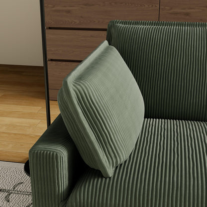 Canapé 3 places classique moderne en velours côtelé 96 - Assise profonde, avec 4 coussins pour le salon