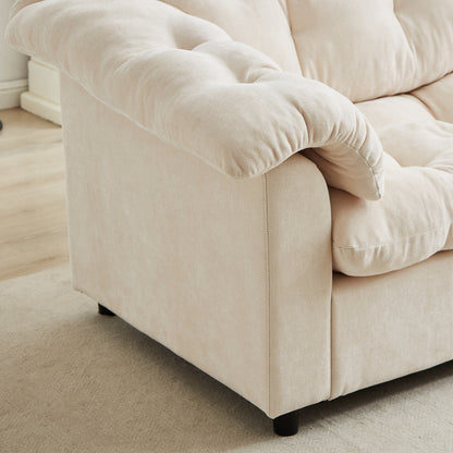 Canapé 3 places classique moderne en tissu 99.2, structure en bois massif et coussin moelleux en forme de nuage