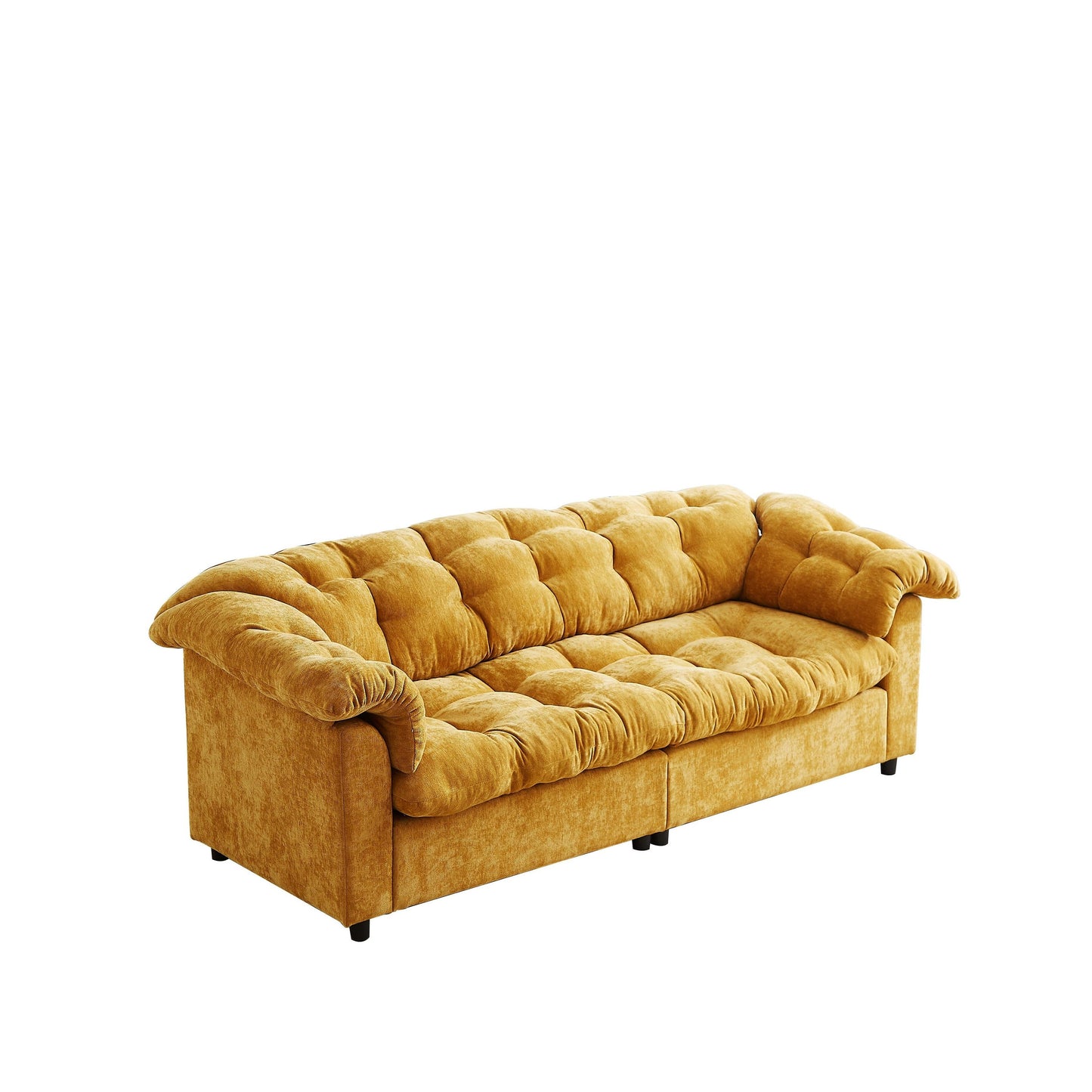 Canapé 3 places classique moderne en tissu 99.2, structure en bois massif et coussin moelleux en forme de nuage