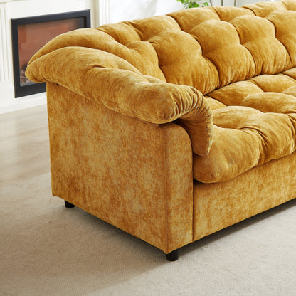 Canapé 3 places classique moderne en tissu 99.2, structure en bois massif et coussin moelleux en forme de nuage