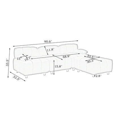 Un canapé blanc en tissu technologique de 90,60 pouces, imperméable, résistant aux taches et aux rayures de chat