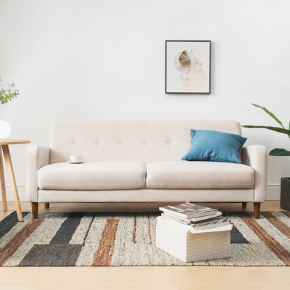 Canapé capitonné moderne en lin ADAIR avec poches d'accoudoirs par Crown Comfort