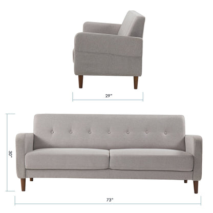 Canapé capitonné moderne en lin ADAIR avec poches d'accoudoirs par Crown Comfort