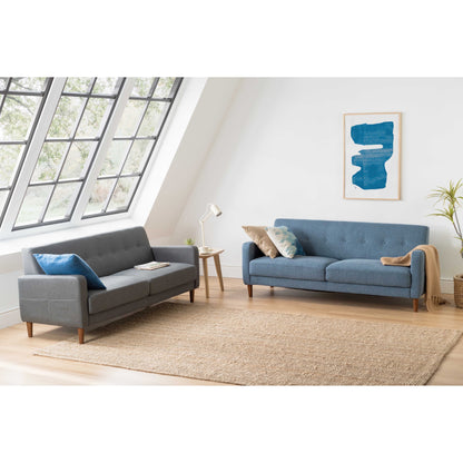 Canapé capitonné moderne en lin ADAIR avec poches d'accoudoirs par Crown Comfort