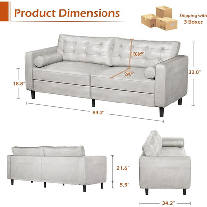 Canapé moderne du milieu du siècle AECOJOY 84.2 avec 2 coussins traversins