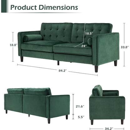 Canapé moderne du milieu du siècle AECOJOY 84.2 avec 2 coussins traversins