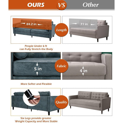 Canapé moderne du milieu du siècle AECOJOY 84.2 avec 2 coussins traversins