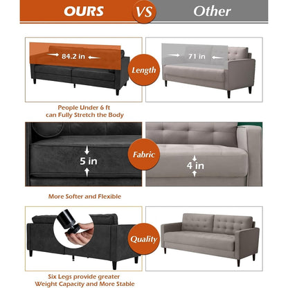 Canapé moderne du milieu du siècle AECOJOY 84.2 avec 2 coussins traversins