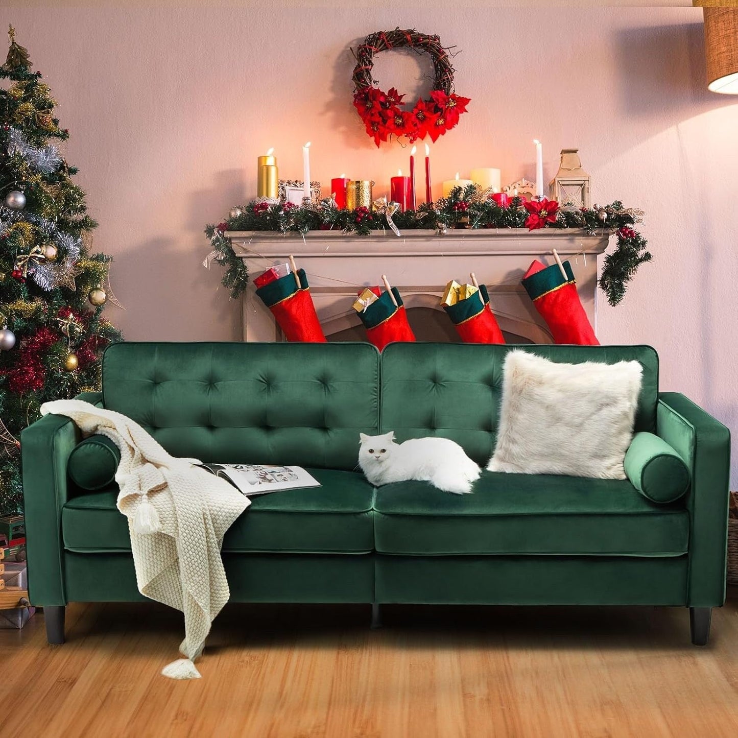 Canapé moderne du milieu du siècle AECOJOY 84.2 avec 2 coussins traversins