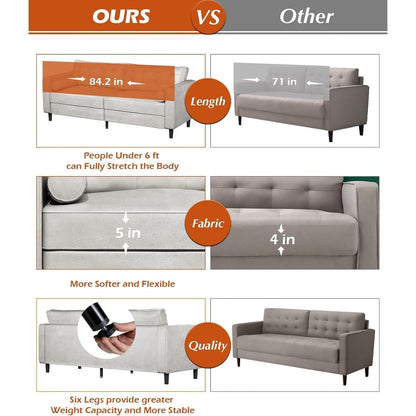 Canapé moderne du milieu du siècle AECOJOY 84.2 avec 2 coussins traversins