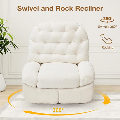 Fauteuil inclinable surdimensionné AECOJOY, pivotant à 360°, fauteuil à bascule en chenille pour adultes, canapé chaise longue ergonomique moderne