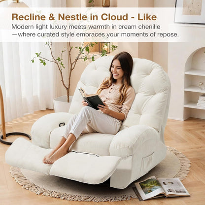 Fauteuil inclinable surdimensionné AECOJOY, pivotant à 360°, fauteuil à bascule en chenille pour adultes, canapé chaise longue ergonomique moderne