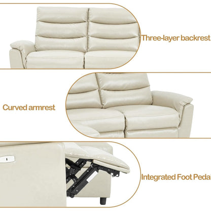 Canapé sectionnel inclinable électrique AECOJOY, canapé-lit en cuir PU avec méridienne de rangement, dossier et repose-pieds réglables