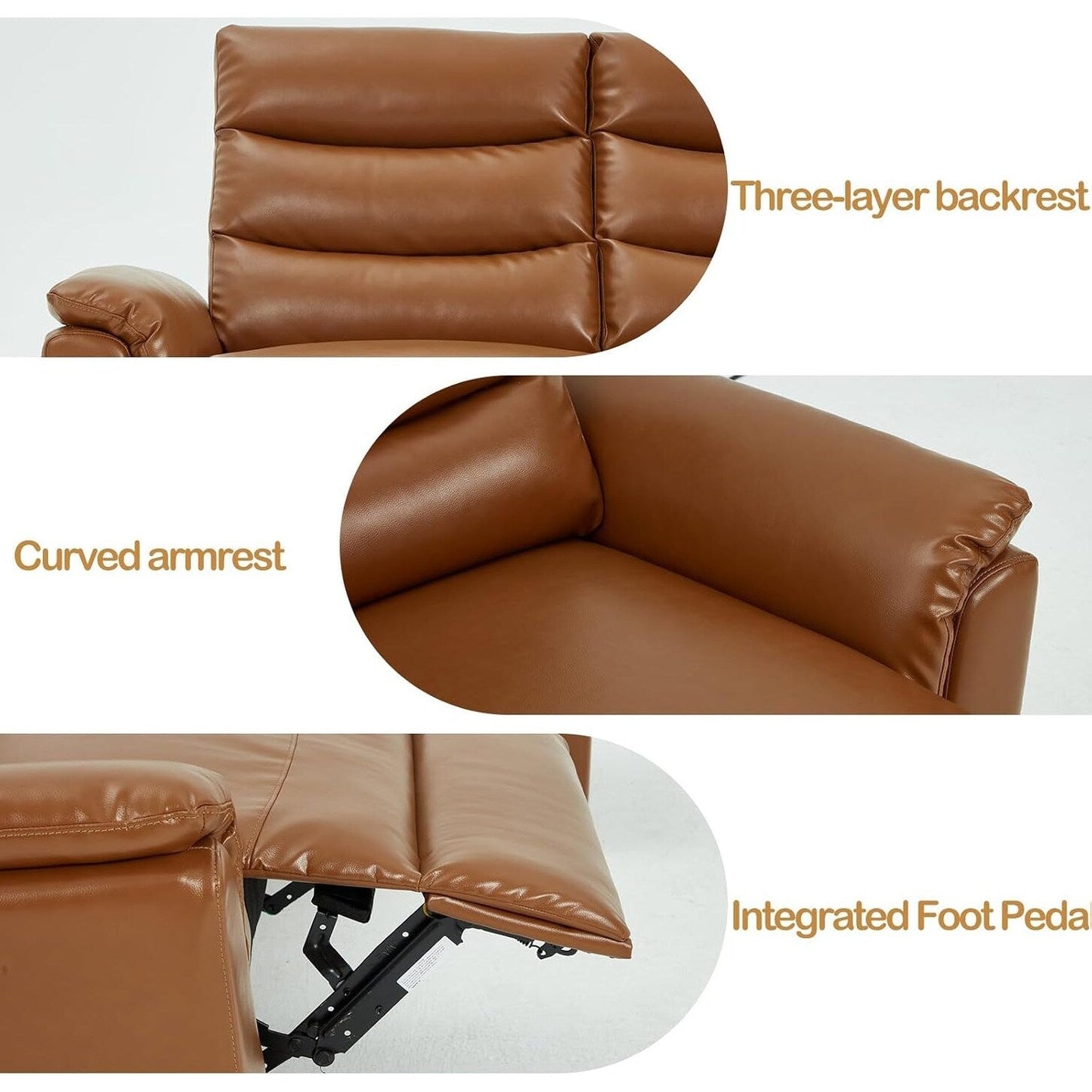 Canapé sectionnel inclinable électrique AECOJOY, canapé-lit en cuir PU avec méridienne de rangement, dossier et repose-pieds réglables