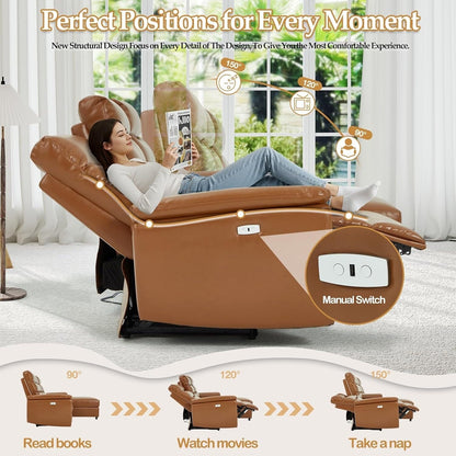 Canapé sectionnel inclinable électrique AECOJOY, canapé-lit en cuir PU avec méridienne de rangement, dossier et repose-pieds réglables