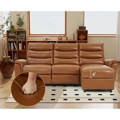 Canapé sectionnel inclinable électrique AECOJOY, canapé-lit en cuir PU avec méridienne de rangement, dossier et repose-pieds réglables