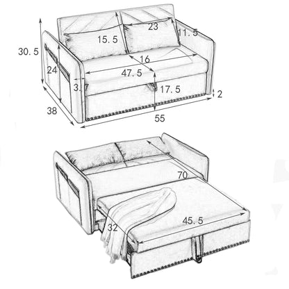 Canapé-lit convertible 3 en 1 Aukfa en velours