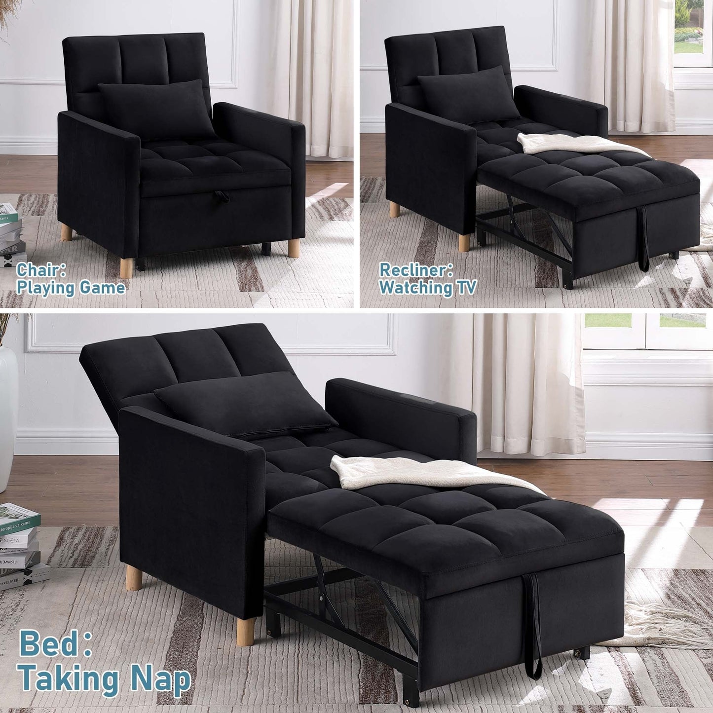 Fauteuil-lit convertible Aukfa avec oreiller