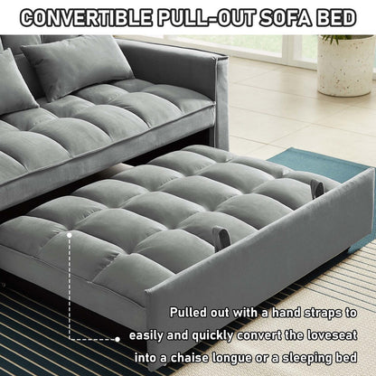 Canapé-lit convertible en velours Aukfa avec poche latérale