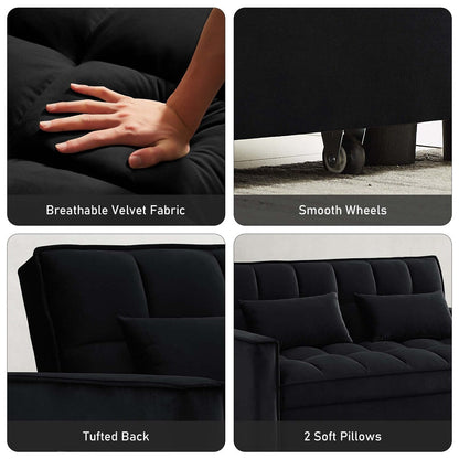 Canapé-lit convertible en velours Aukfa avec poche latérale