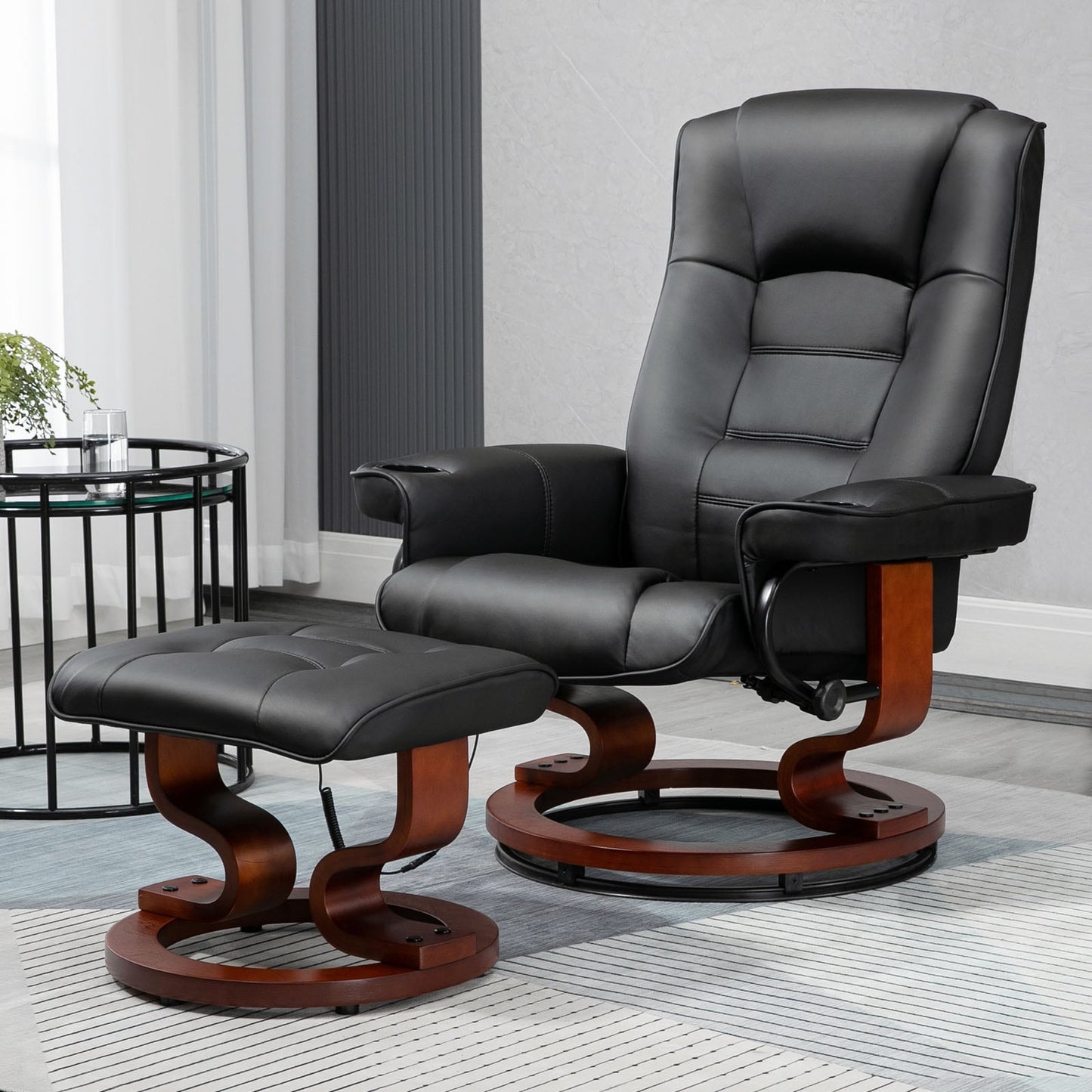 Fauteuil inclinable AVAWING avec ottoman, massage vibrant et pivotant