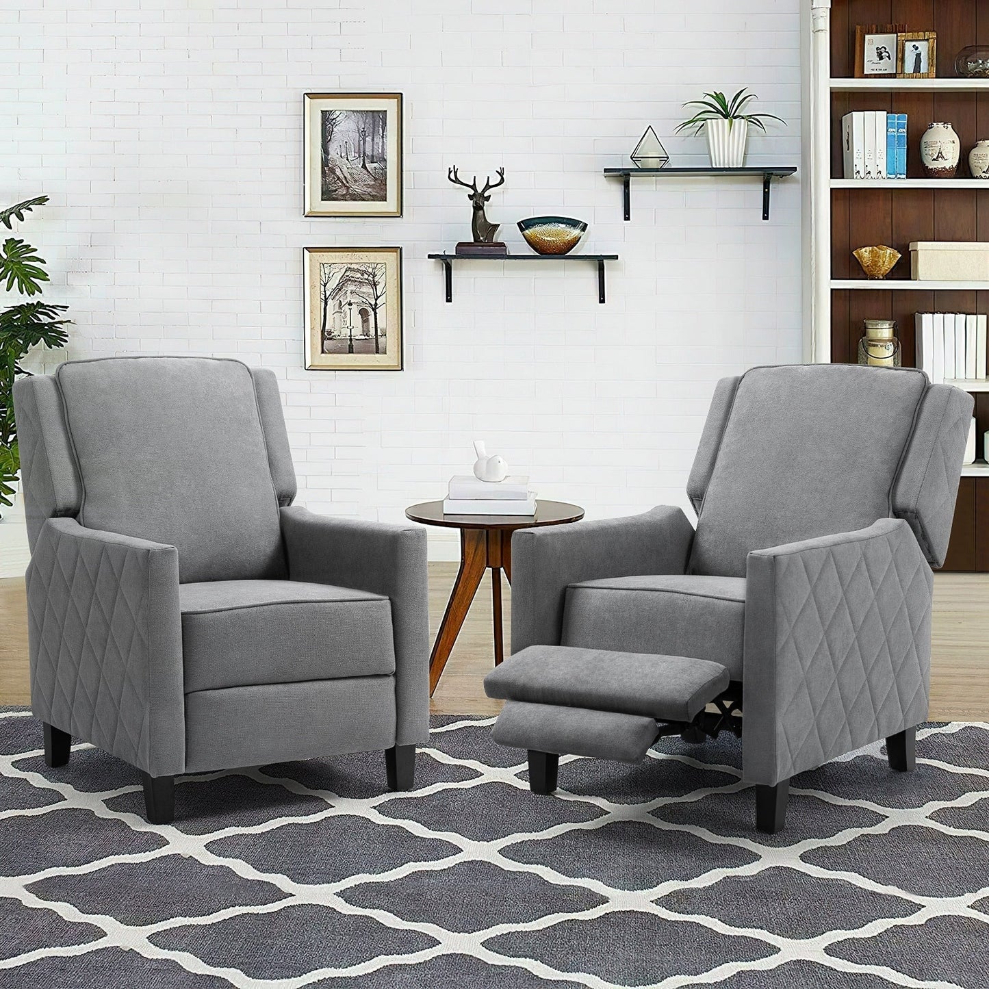AVAWING Lot de 2 fauteuils inclinables à dossier relevable Fauteuil à oreilles en lin