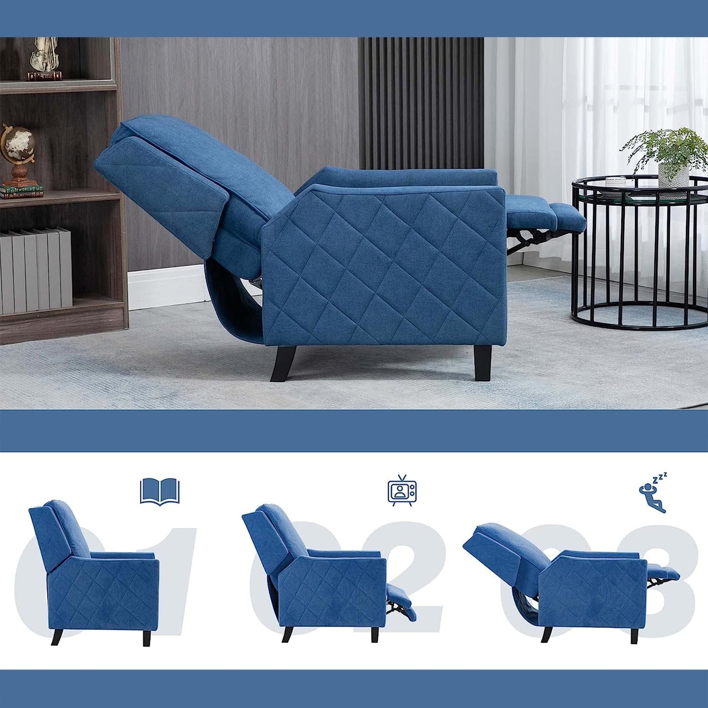 AVAWING Lot de 2 fauteuils inclinables à dossier relevable Fauteuil à oreilles en lin