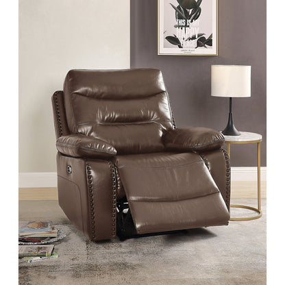Fauteuil inclinable Aashi en cuir marron et gel assorti