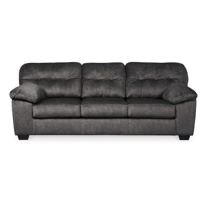 Canapé Acai, coussins capitonnés, accoudoirs en polyester gris, 94 pouces