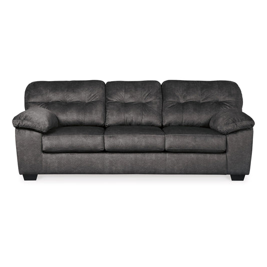 Canapé Acai, coussins capitonnés, accoudoirs en polyester gris, 94 pouces