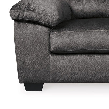 Canapé Acai, coussins capitonnés, accoudoirs en polyester gris, 94 pouces