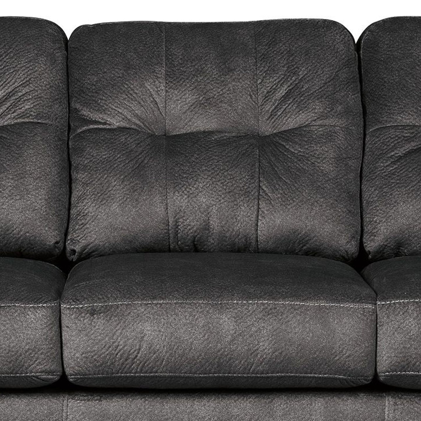 Canapé Acai, coussins capitonnés, accoudoirs en polyester gris, 94 pouces